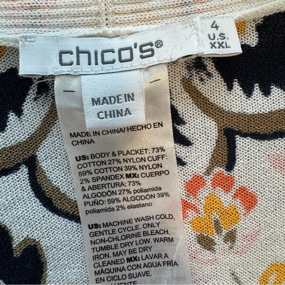 Chico’s  Women’s  XXL  Red  Purple  Patterned  Cardigan  Sweater  Vibrant